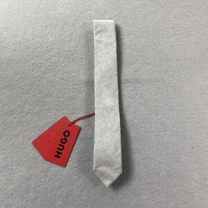 Hugo Boss Tie Mens Gray Necktie Linen Blend Italy